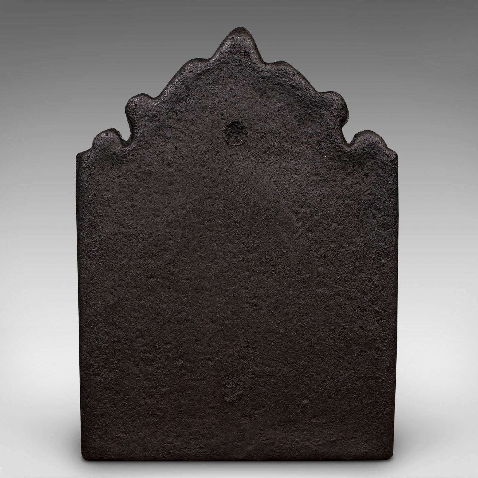 Small Antique Fire Back, English Cast Iron, Fireplace Reflector, Victorian, 1900 photo vintage