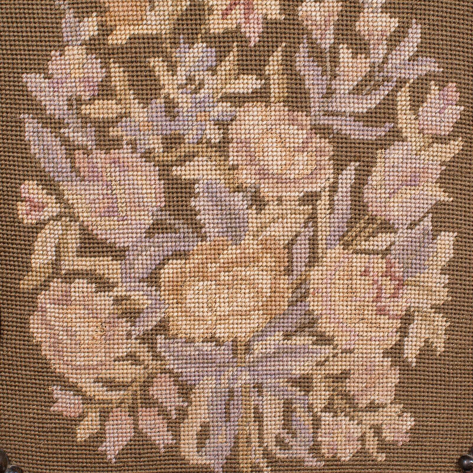 Antique Fireside Pole Screen, English, Needlepoint, Adjustable, William IV, 1835 photo vintage
