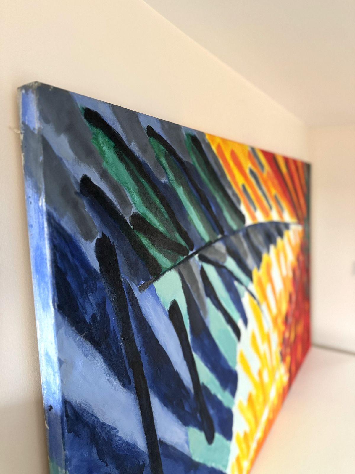 Rare Large Striking Abstract Painting "Night Trouble" By Sylvia Guirey 1983 photo Art