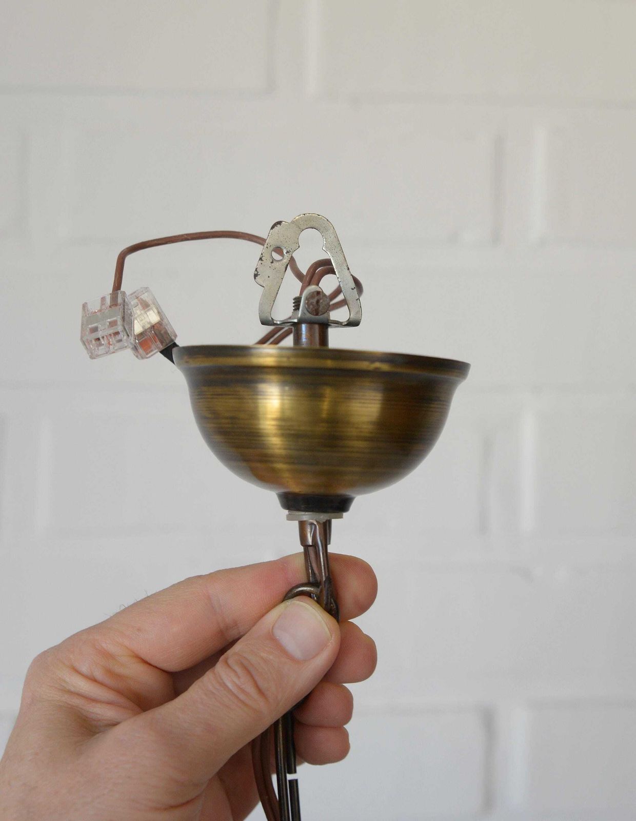 photo for sale Vintage Brass Pendant Lamp / Ceiling Light / Colonial Chandelier / Yugoslavia 70's / Hanging Lamp / Rustic Lighting / Mid Century Fixture