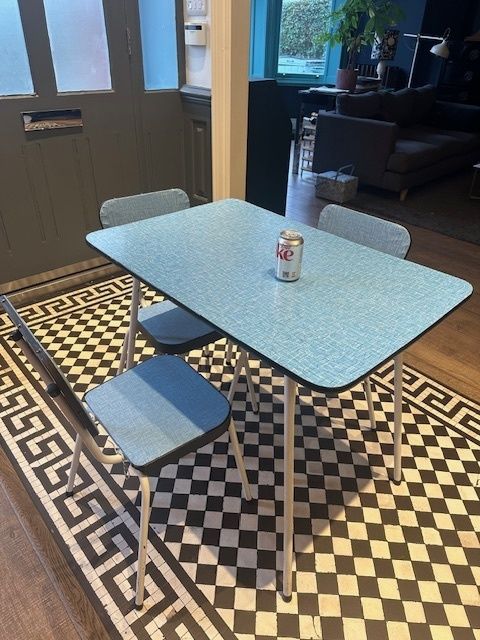 1960s Vintage Formica Dining Table With Four Chairs photo vintage
