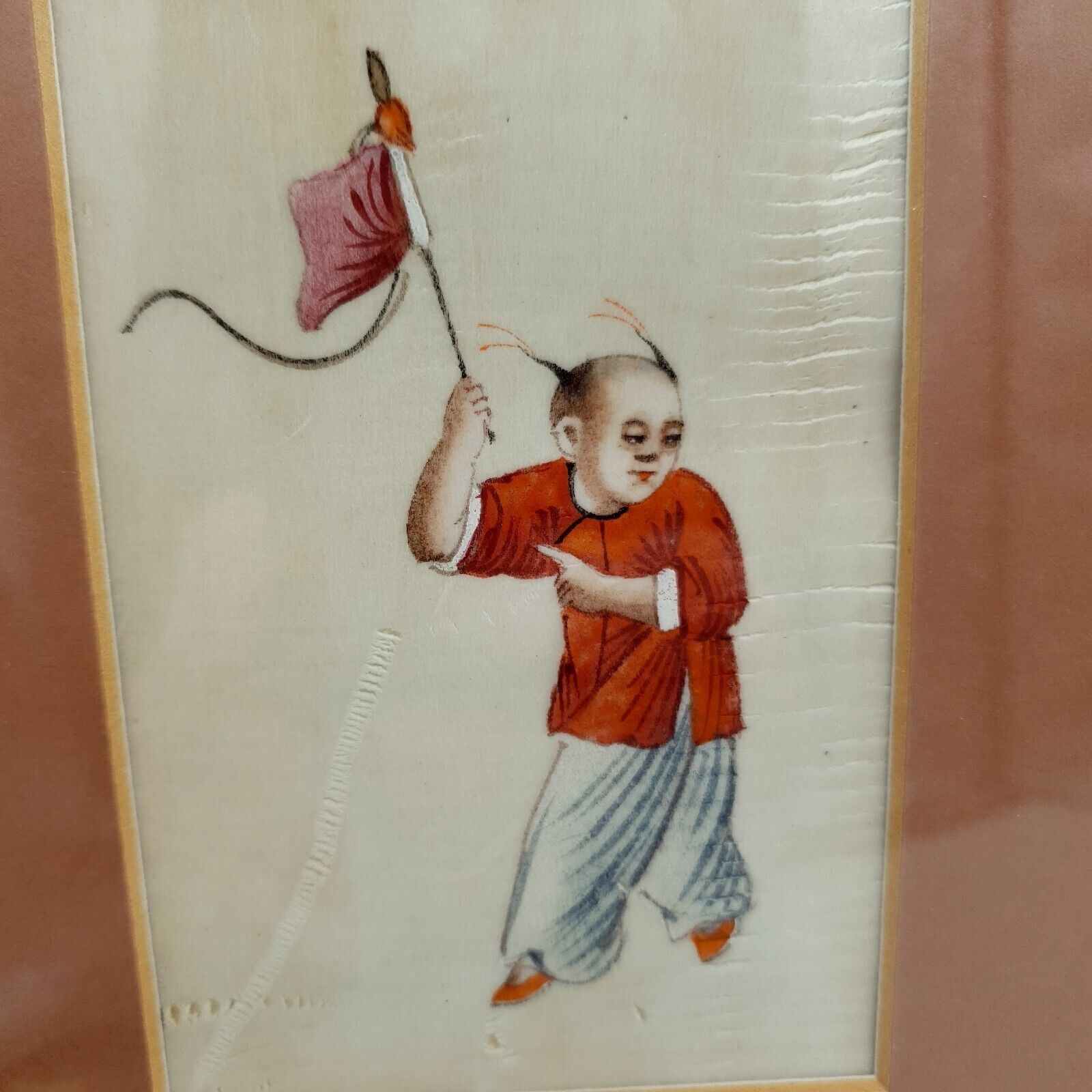 Antique Chinese Pith Paper Painting 19th Century Qing Dynasty Music Festival photo Art