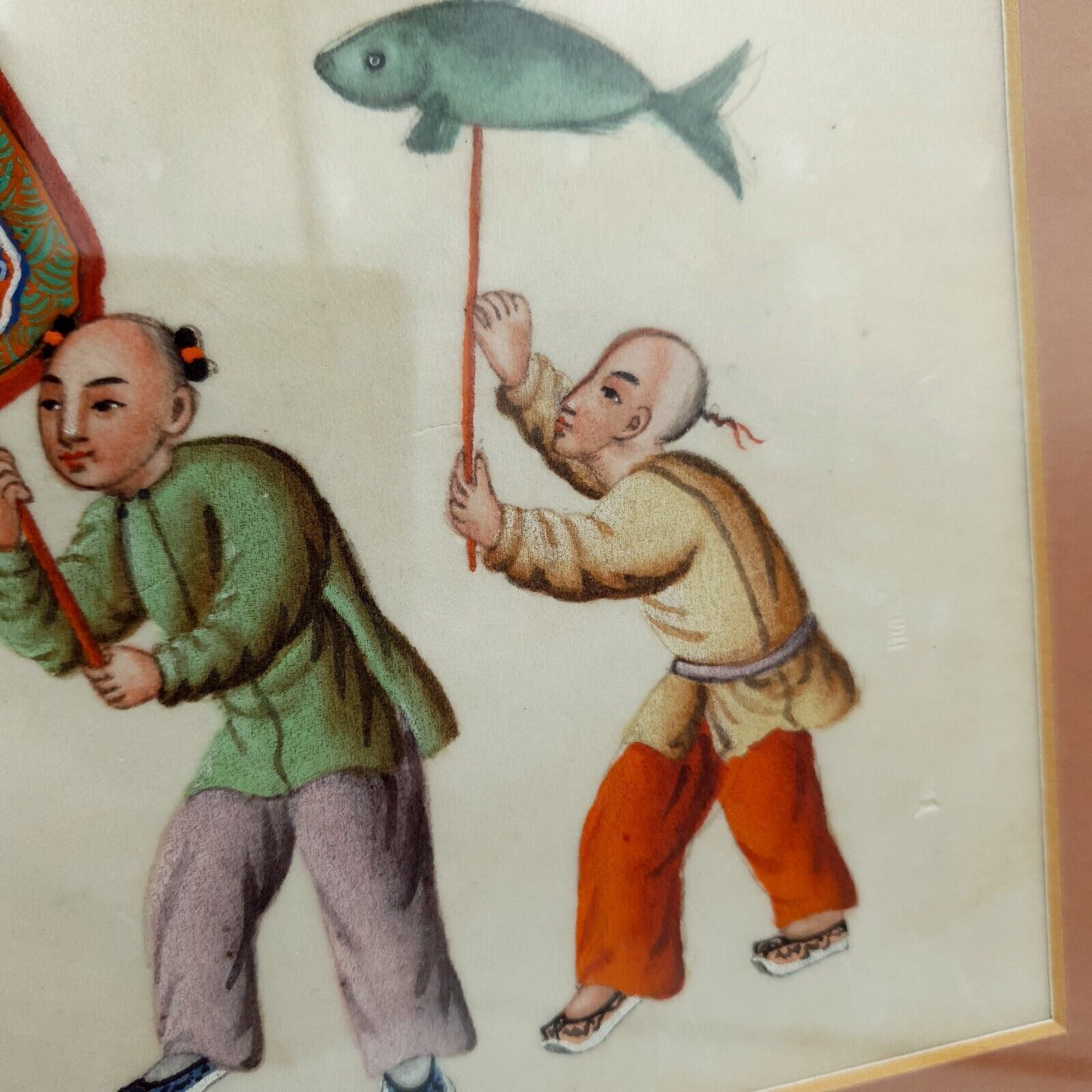 photo for sale Antique Chinese Pith Paper Painting 19th Century Qing Dynasty Music Festival