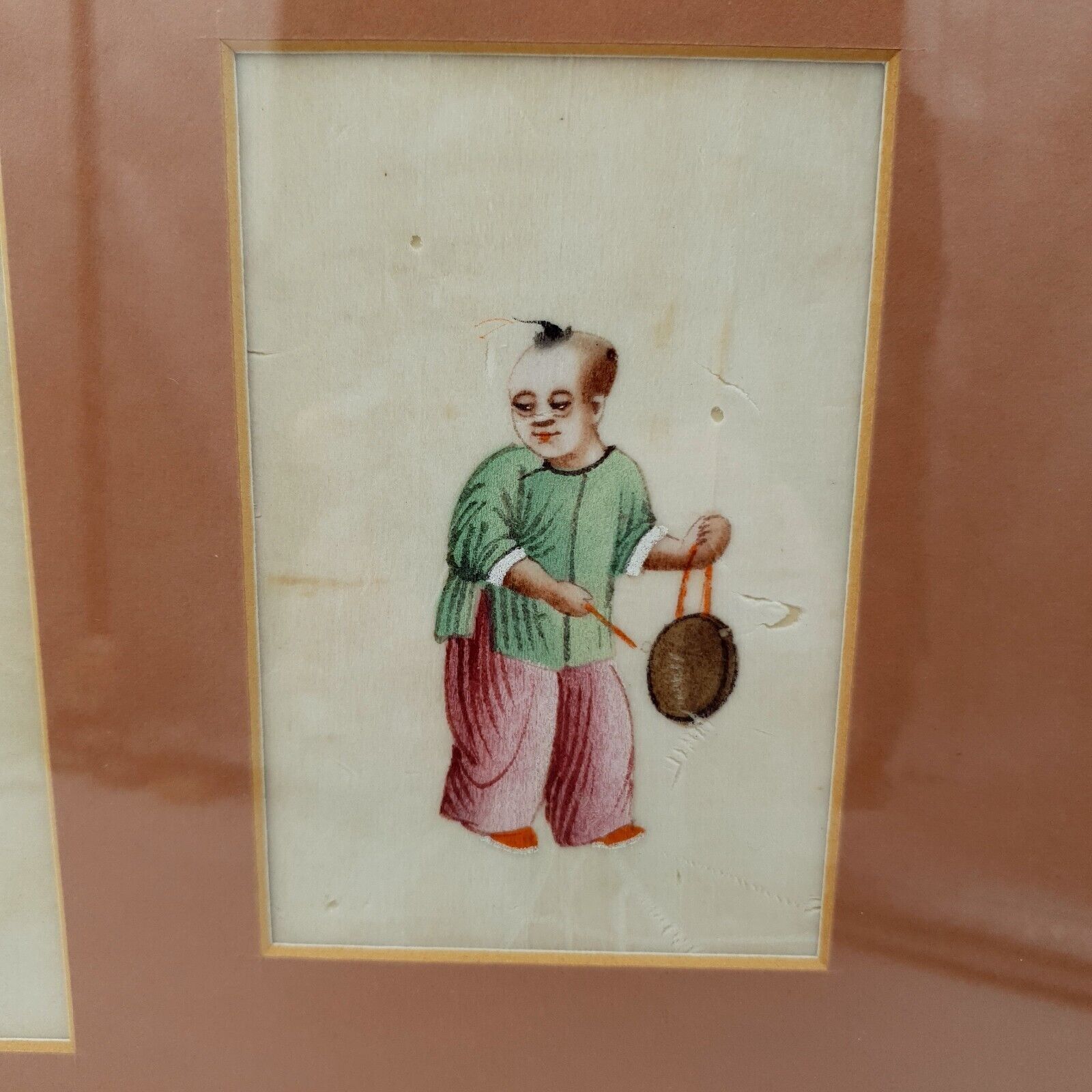250.0 Antique Chinese Pith Paper Painting 19th Century Qing Dynasty Music Festival photo