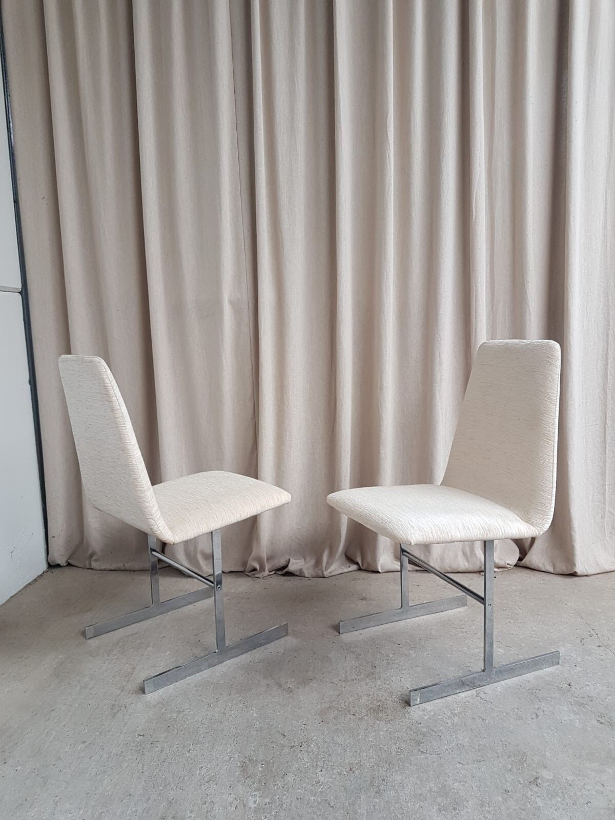 Vtg Mid Century Italian Style Chrome Set Of 2 Dining Chairs By Pieff Scandi R678 photo Furniture