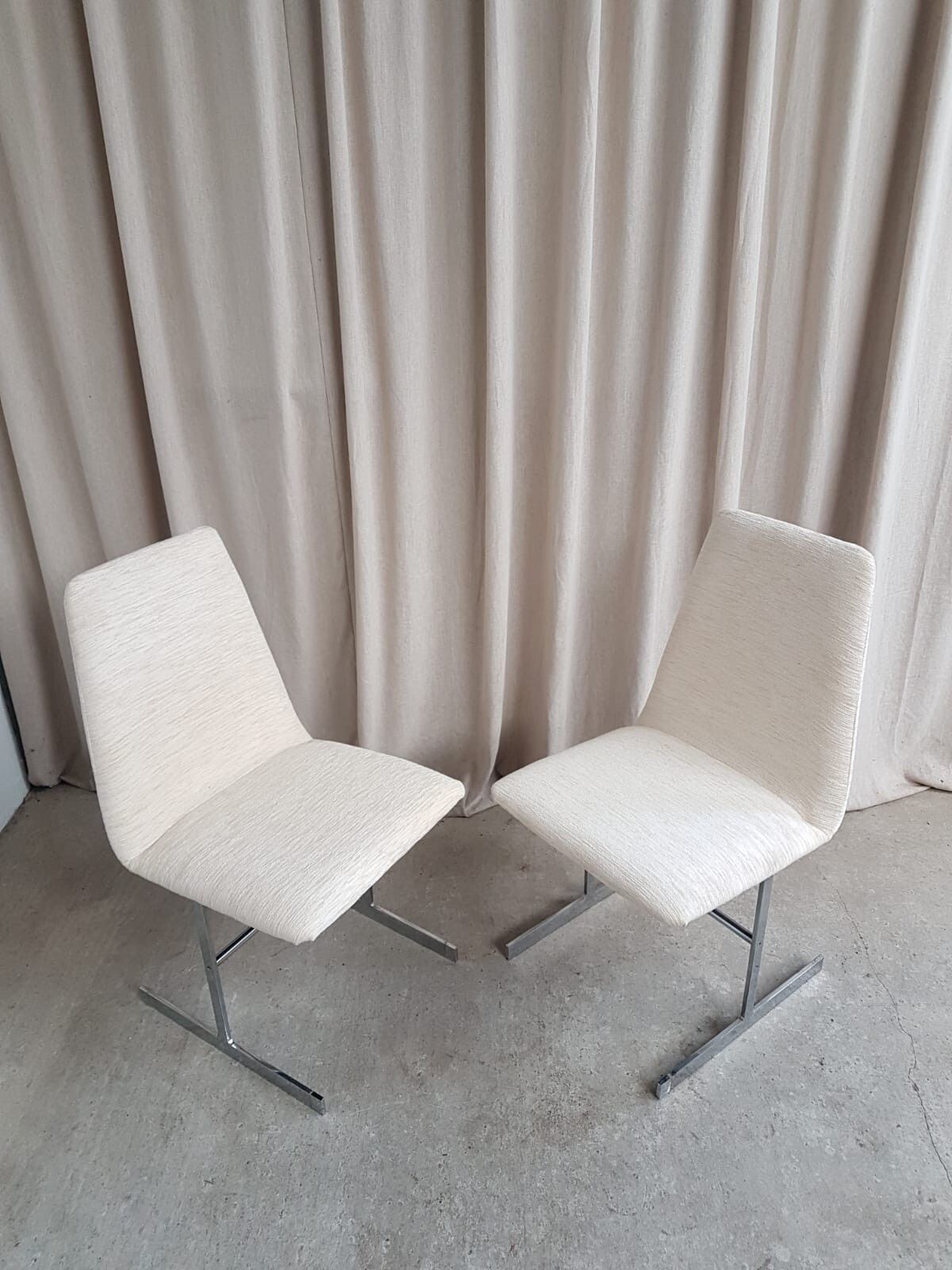 Vtg Mid Century Italian Style Chrome Set Of 2 Dining Chairs By Pieff Scandi R678 photo 281.75