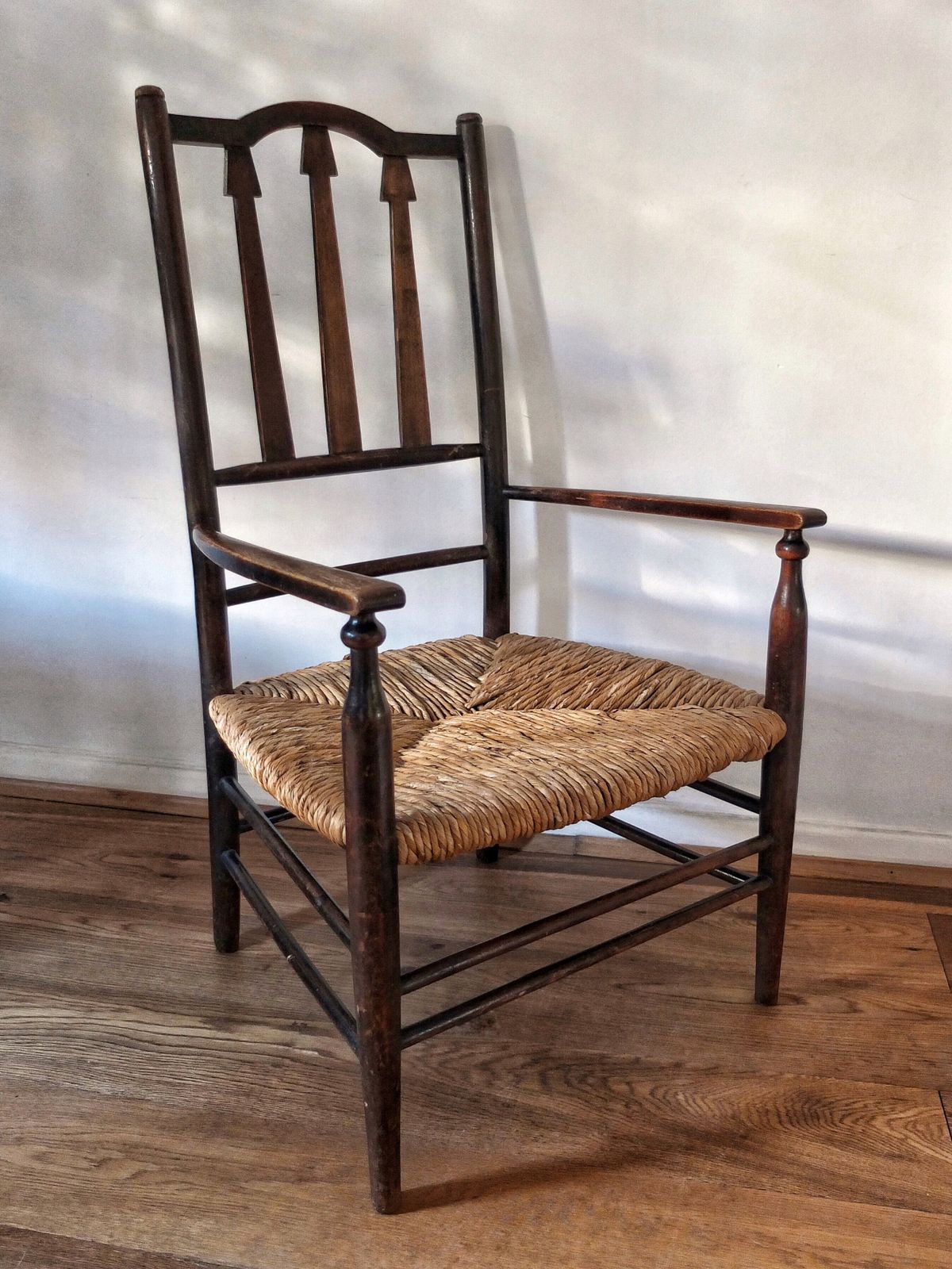 A Gorgeous Antique Arrow Back Wooden Childs Chair
