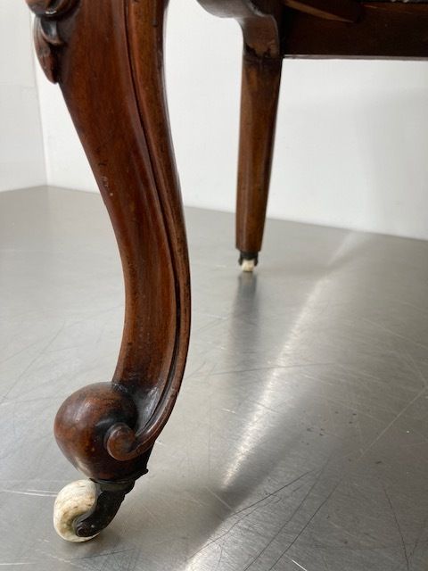 Traditionally Upholstered Victorian Walnut Occasional Chair photo for sale