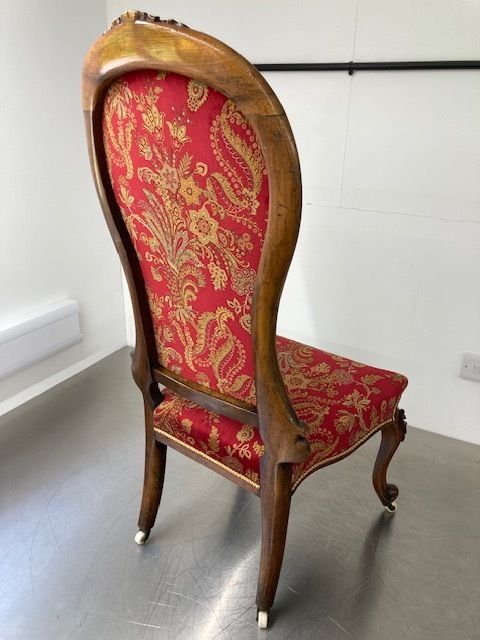 Traditionally Upholstered Victorian Walnut Occasional Chair photo Furniture