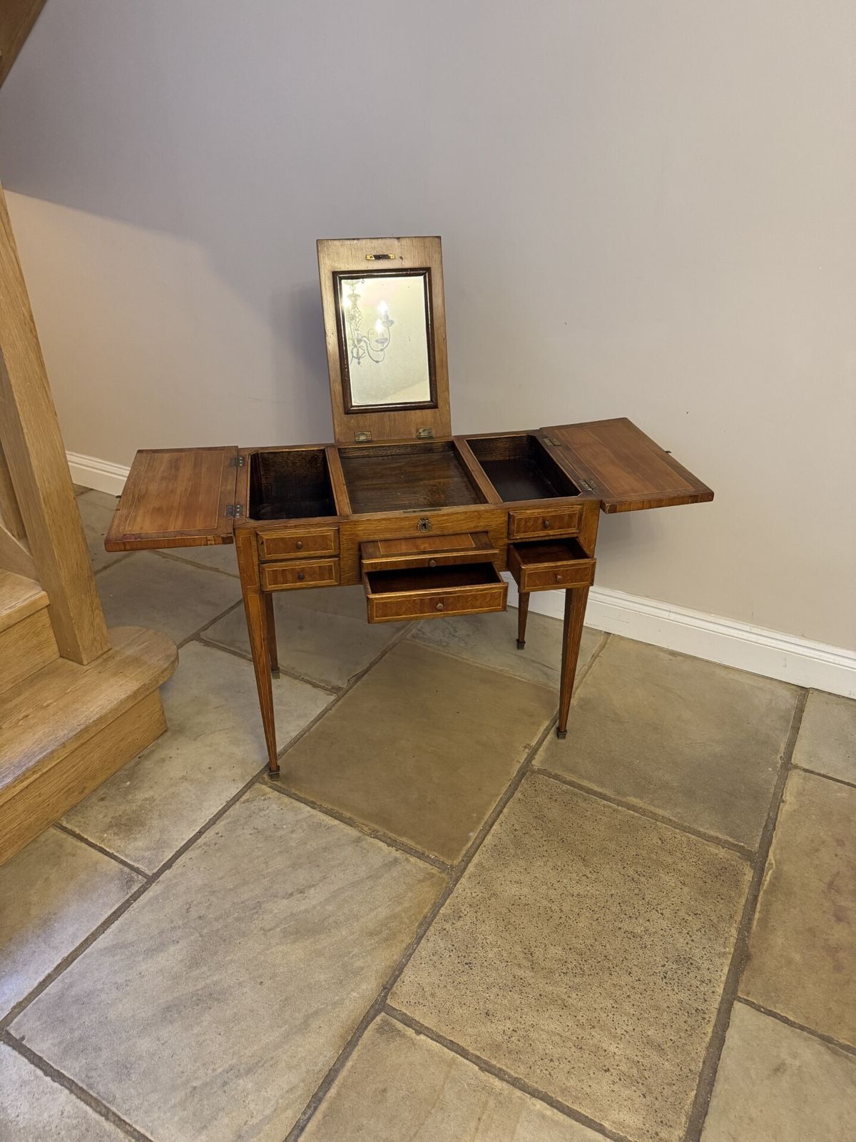 Attractive Antique French Ladies Quality Marquetry Inlaid Kingwood Dressing Table photo vinterior