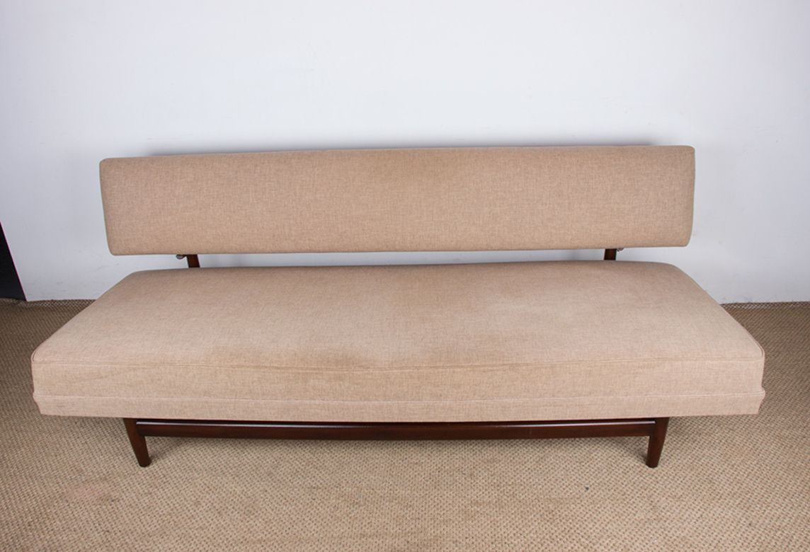Grand canapé, méridienne, scandinave en teck et tissu neuf, 1960. photo 1850.0