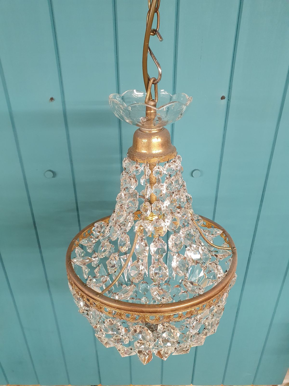 Early 20th Century Swag Chandelier With Prisms 10" photo 445.0