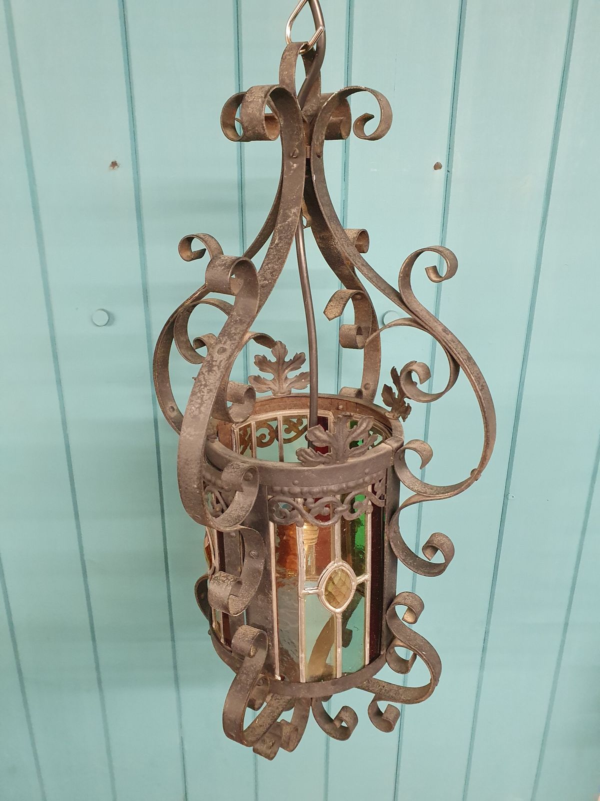 Early 20th Century Leaded French Porch Lantern photo 320.0