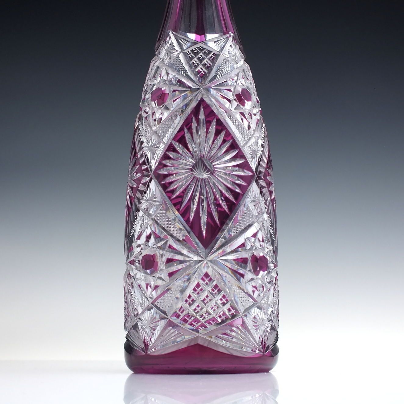 Tall Val St Lambert Brilliant Cut Crystal Amethyst Decanter C1930 photo Home Decor