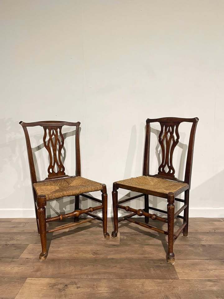 Near Pair Of Victorian Oak Chairs