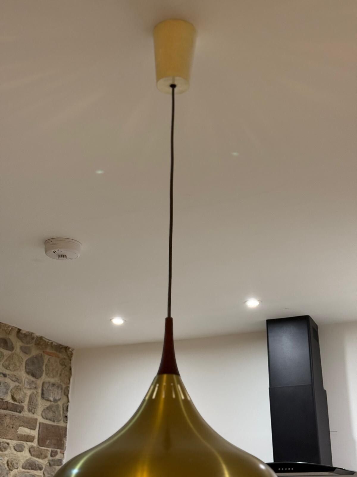 Pendant Lamp 1960's Copper Plated And Mango Wood Vintage photo furniture