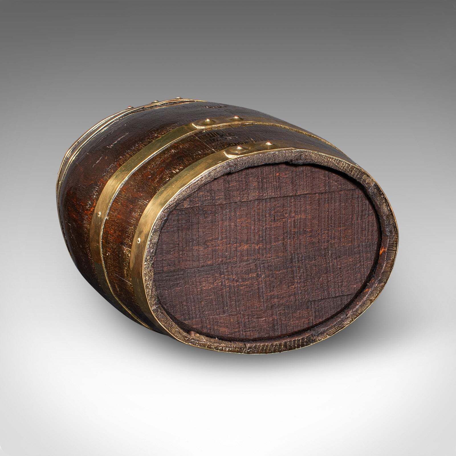 Antique Oval Stick Stand, English Oak, Coopered Barrel, Umbrella Loop, Victorian photo buy