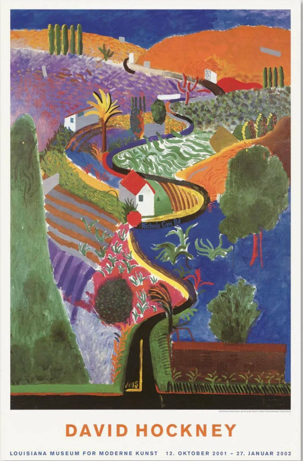 Original David Hockney Exhibition Poster   Nichols Canyon   Authentic Museum Print