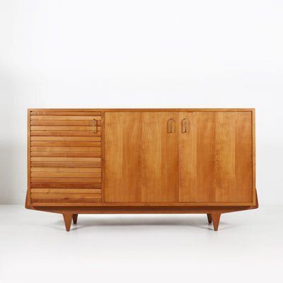Mid Century French Sideboard In Full Cherry Wood, 1950s