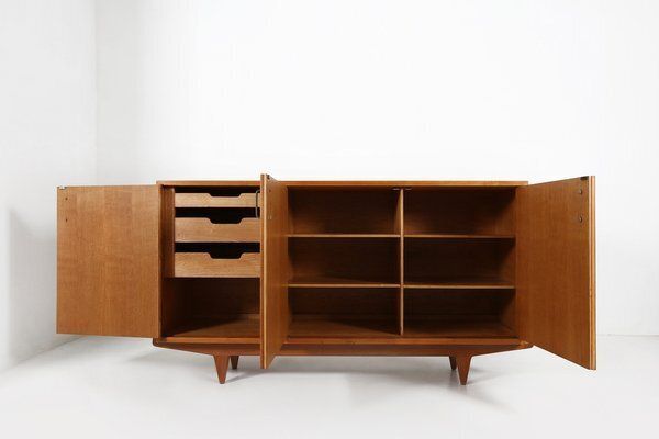 Furniture Mid Century French Sideboard In Full Cherry Wood, 1950s photo