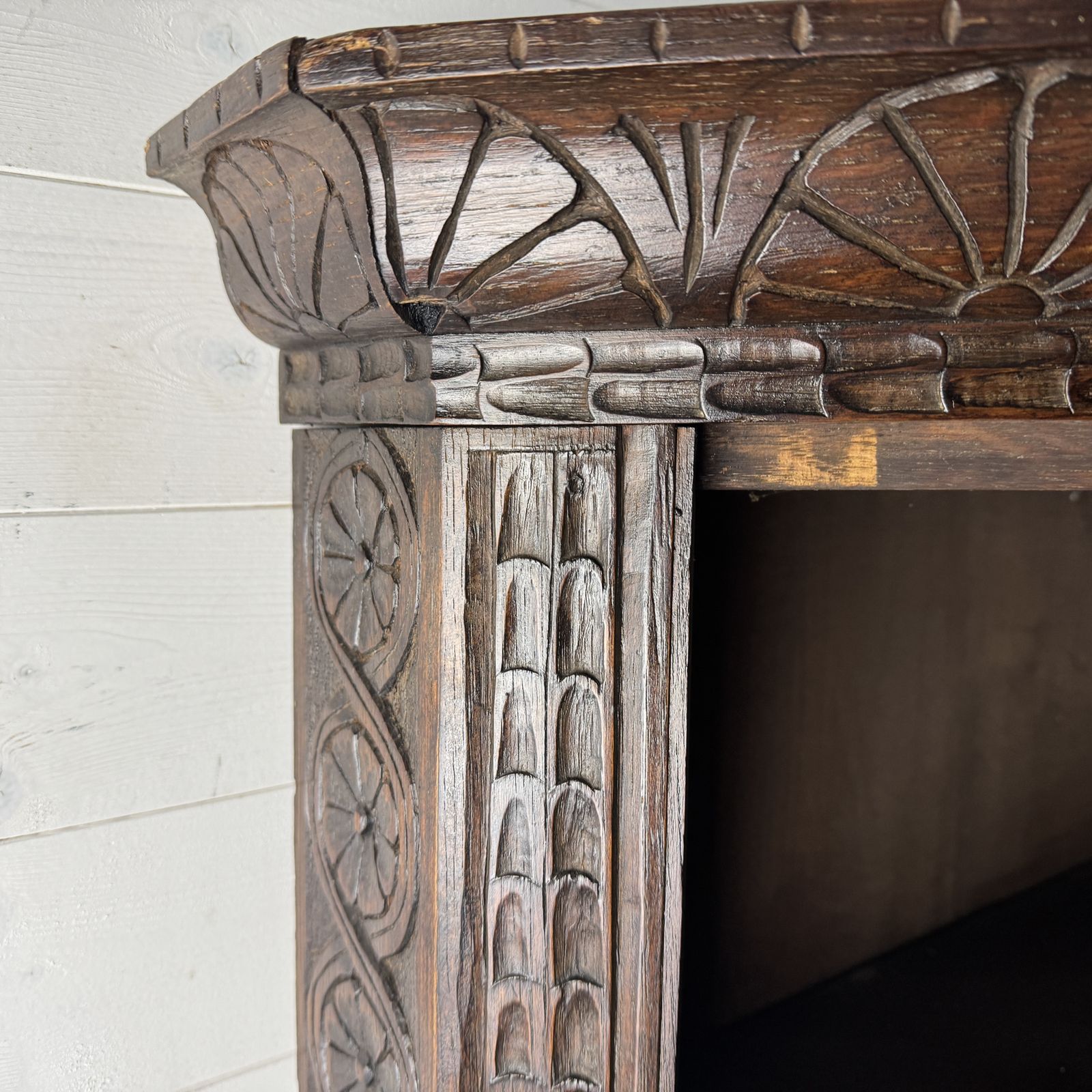 Antique Carved Oak Corner Cabinet With Key photo vinterior
