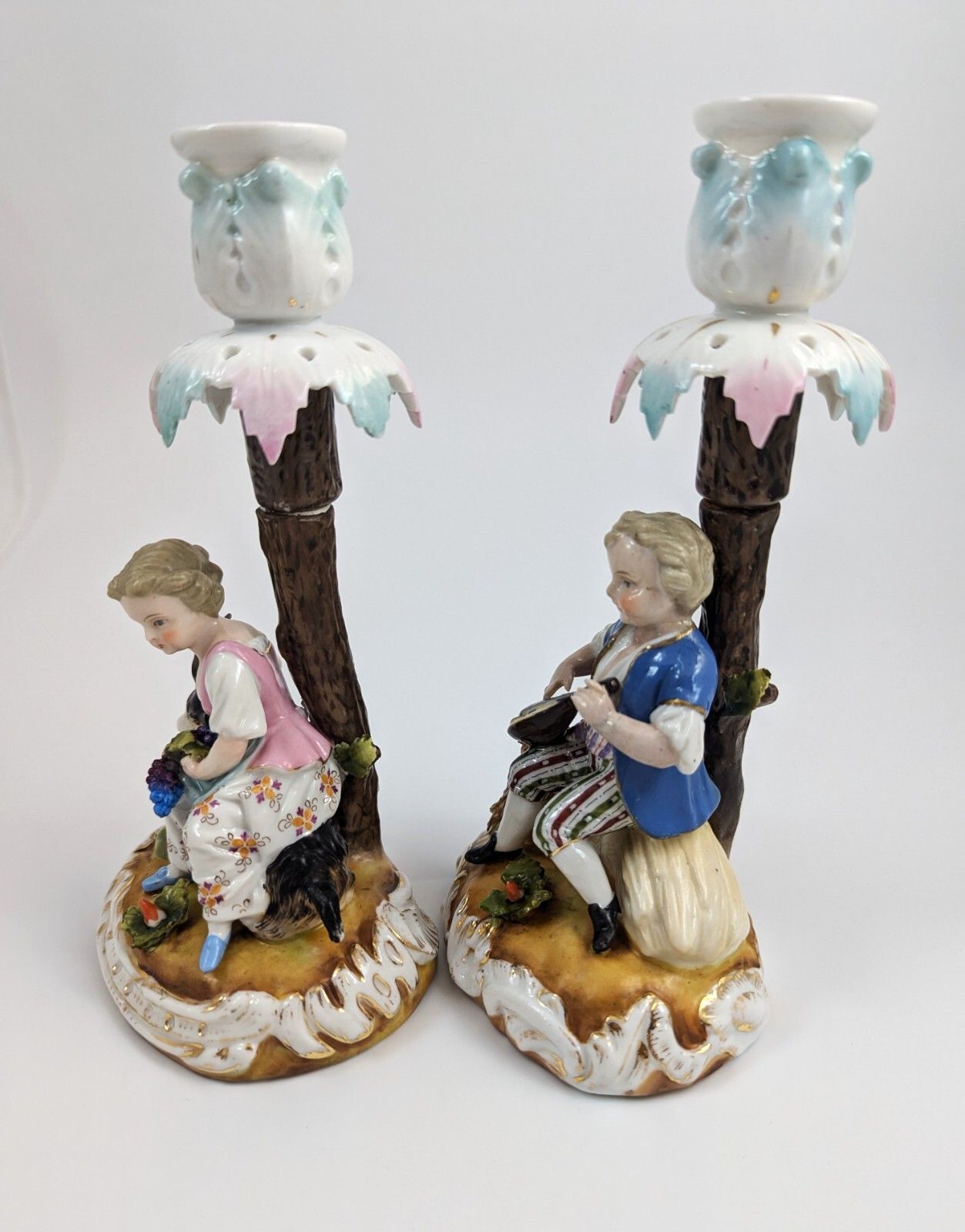 Sitzendorf Porcelain Figural Candlesticks, 1884 photo Home Decor