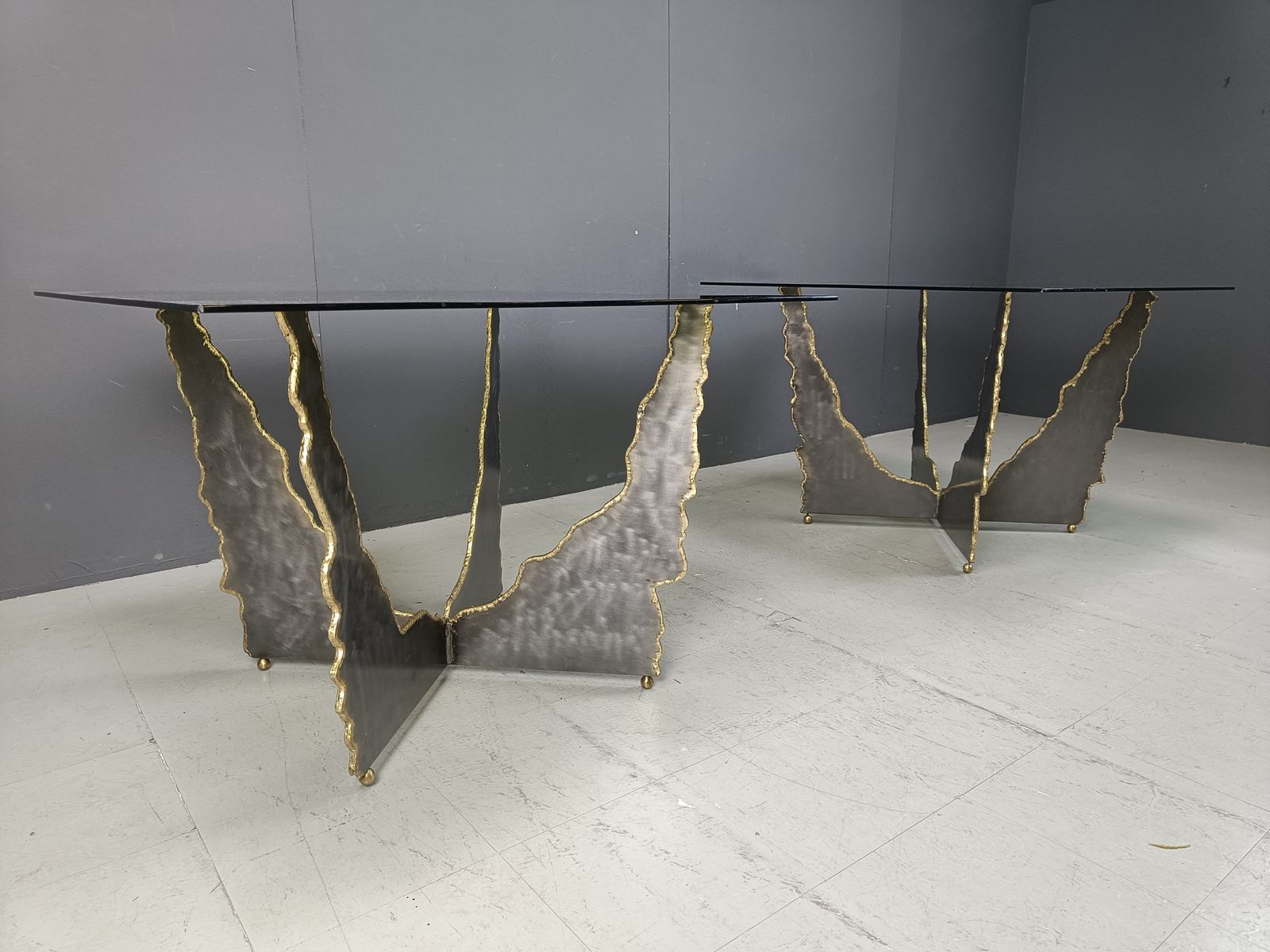 photo furniture Brutalist Cut Steel Coffee Tables Or Side Tables, 1970s