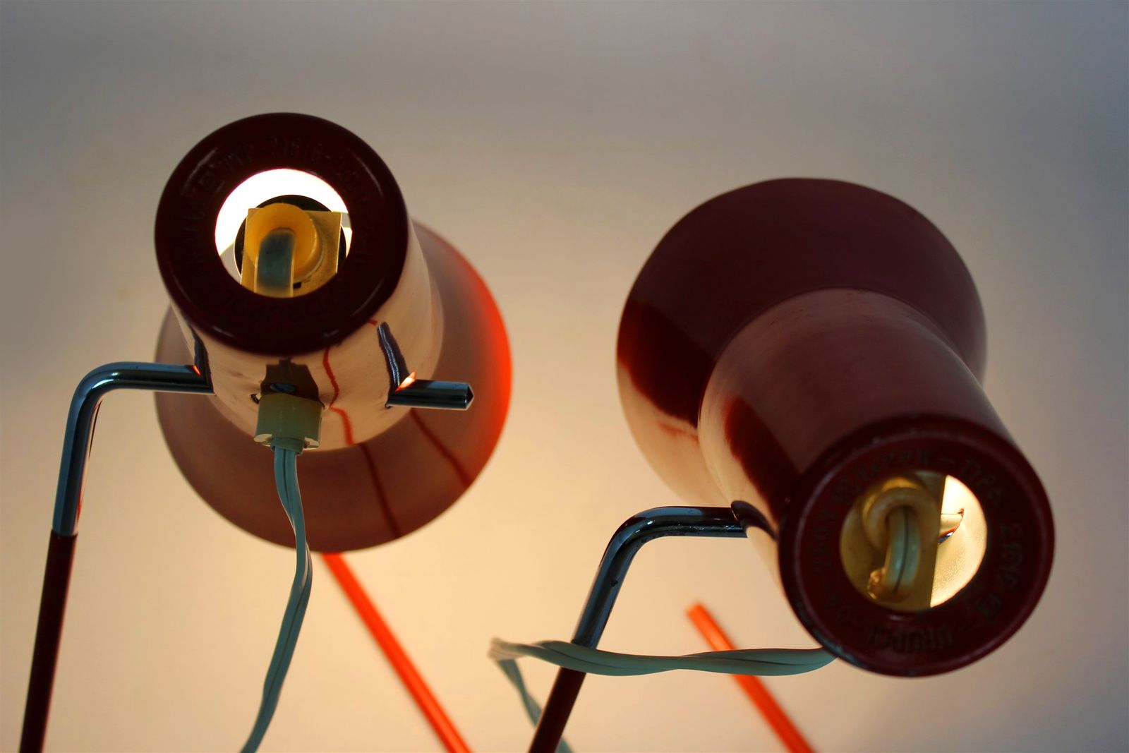 photo for sale Red Table Lamps By Josef Hurka For Drupol, 1960s, Set Of 2
