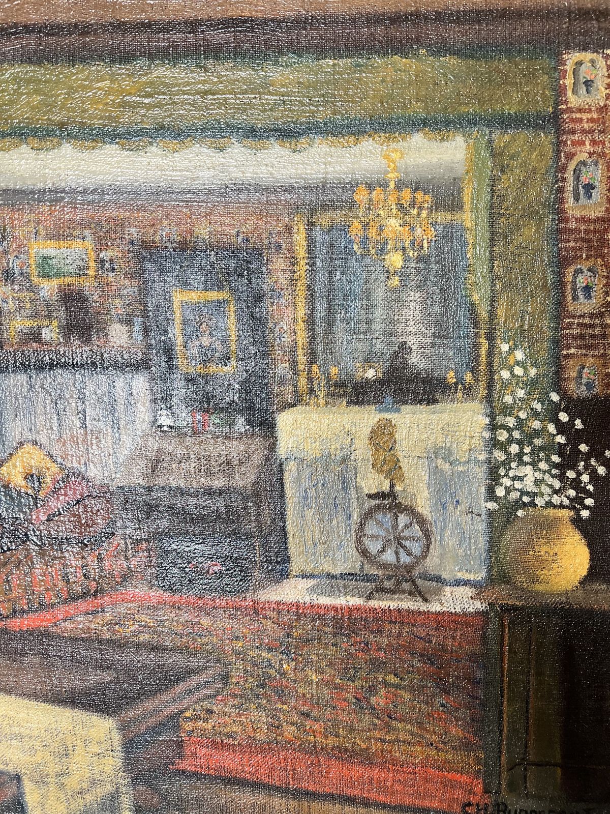 Interior With Yellow Teapot, Oil On Canvas Still Life Painting photo 1409.0