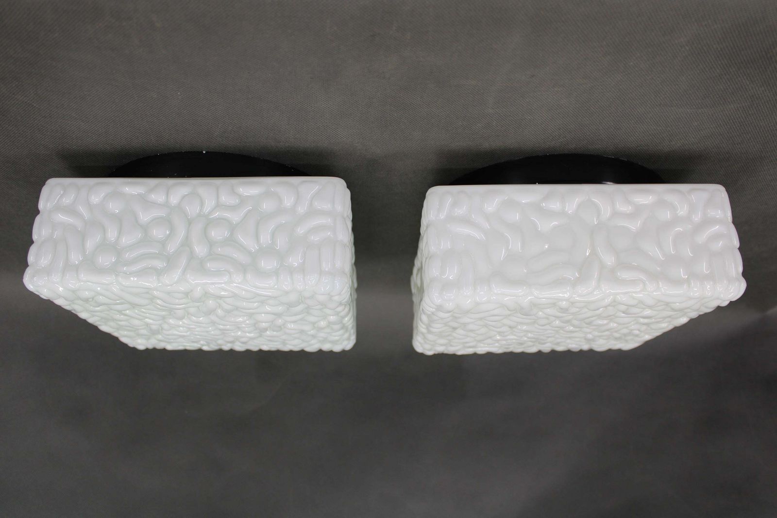 1970s Pair Of Milky Glass Square Ceiling Lights, Czechoslovakia photo furniture