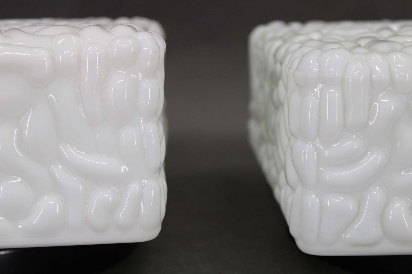 1970s Pair Of Milky Glass Square Ceiling Lights, Czechoslovakia photo buy