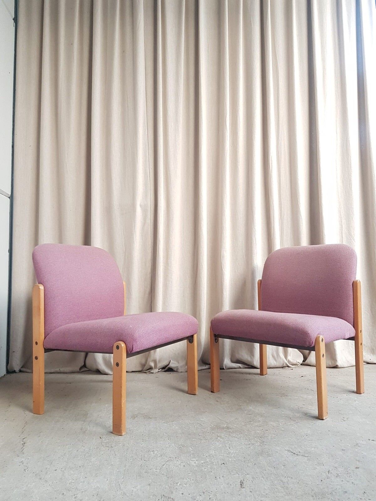 Vtg Late Pair Set 2 Mid Century Modernist Post Modern Studio Chairs Retro R685 photo furniture
