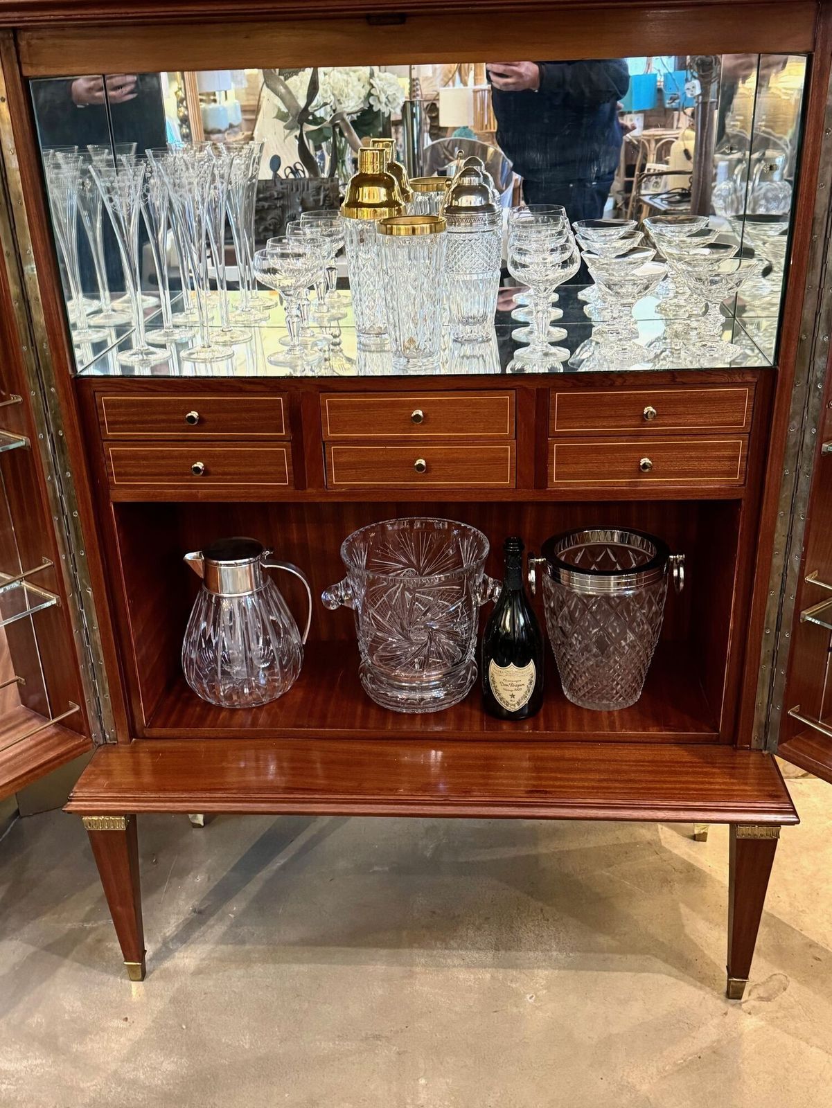 Furniture A Wonderful 1950s Two Doored Bar Cabinet By Poalo Buffa With Faux Malachite Panels photo