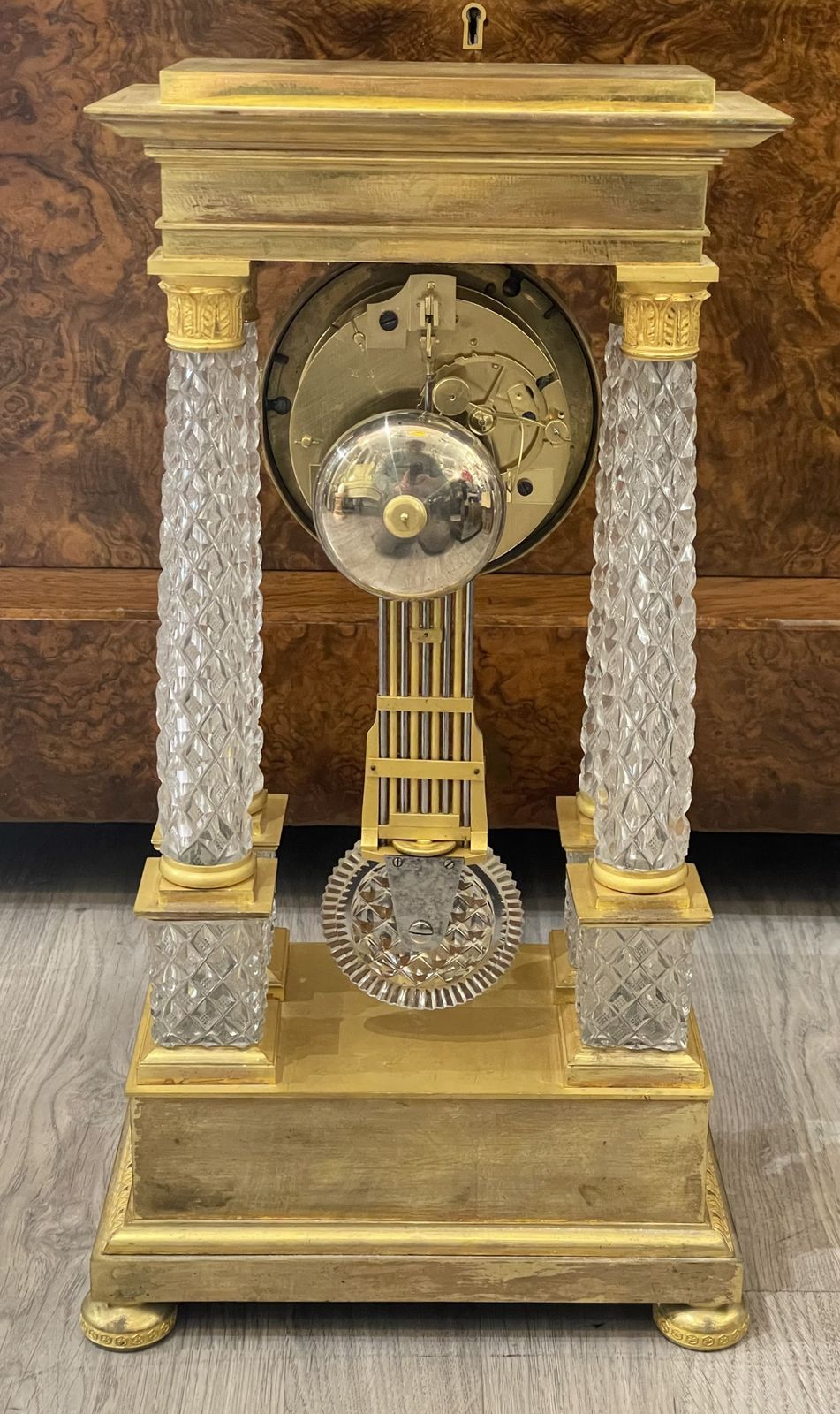 photo furniture A Fine French Charles X Ormolu And Cut Crystal Portico Mantle Clock