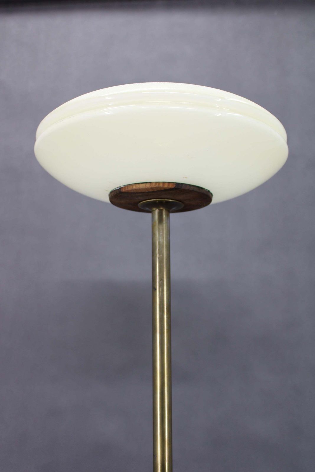 1940s Restored Floor Lamp In Brass Finish With  Glass Shade photo for sale