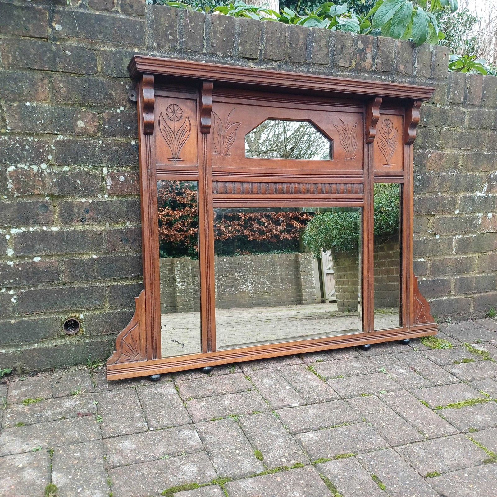 Beautiful Late Victorian Mahogany Or Walnut Overmantel Or Wall Mirror photo Home Decor