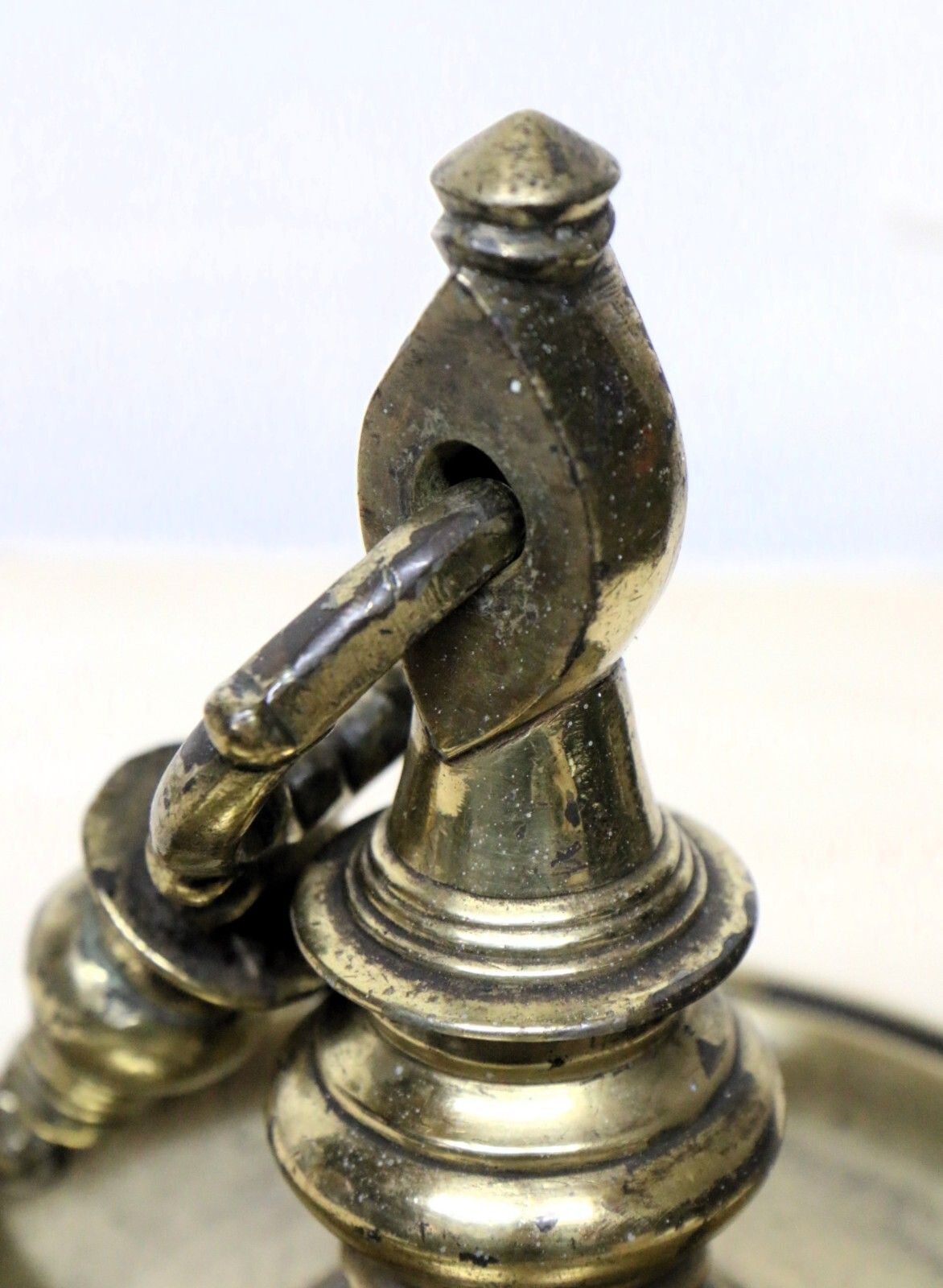 Antique Ceremonial Hanging Oil Lamp Bronze Thooku Vilakku Hindu Temple Gilt photo vintage