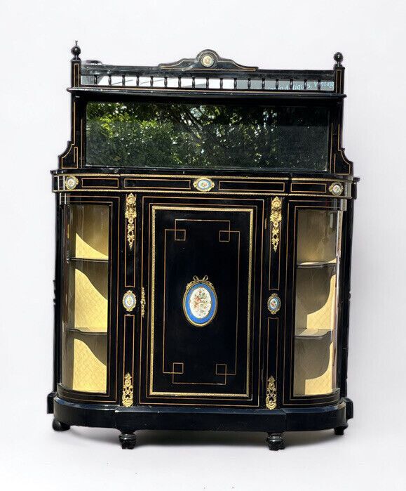 Victorian French Empire Credenza With French Porcelain Plaques And Ormolu. photo for sale