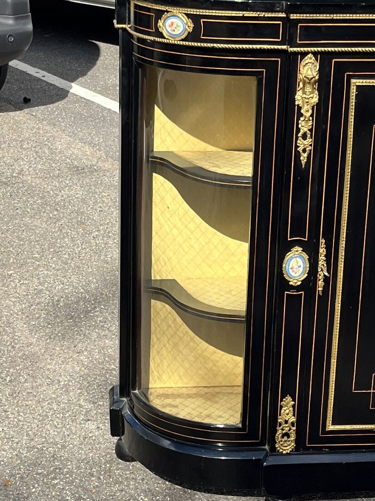 Victorian French Empire Credenza With French Porcelain Plaques And Ormolu. photo vintage