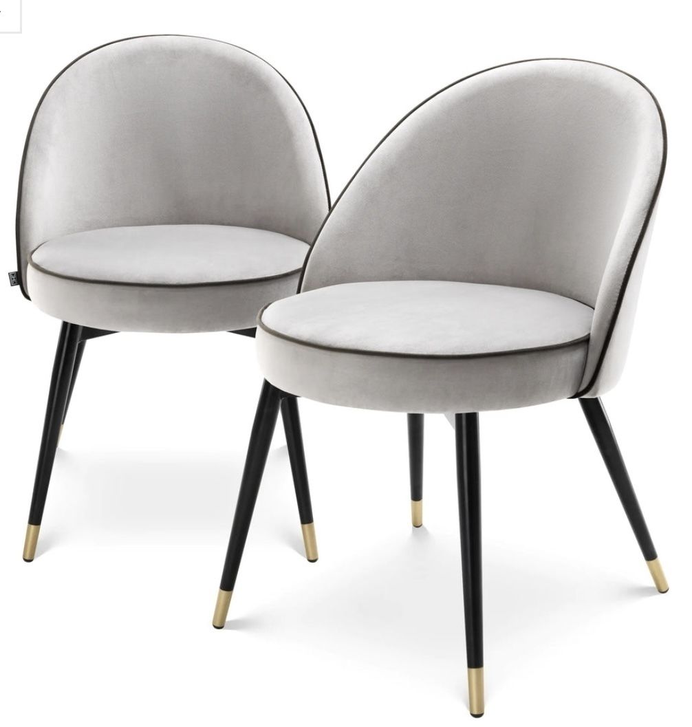 Eichholtz Cooper Dining Chair Set Of 6 In Grey Velvet photo furniture