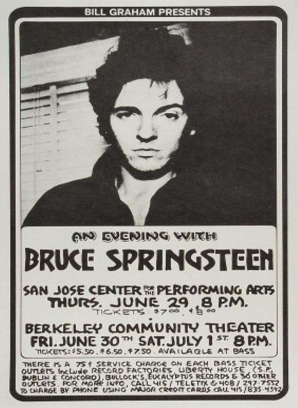 Bruce Springsteen   San Jose & Berkeley Original Vintage Poster