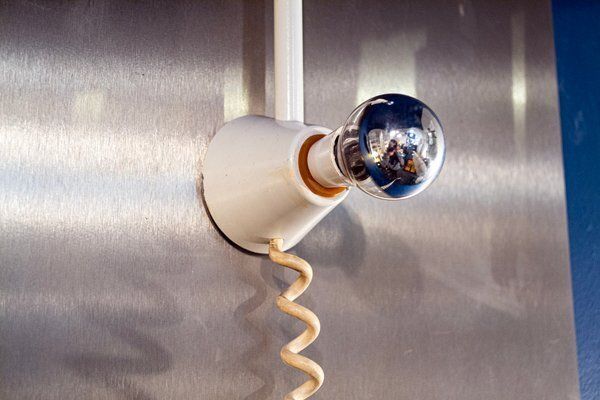 Stalen Wandlamp Met Twee Lichtpunten, Ca. Jaren 1970 photo for sale