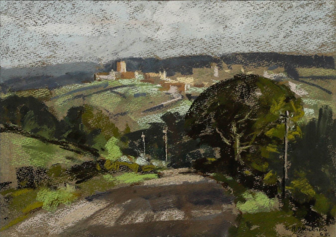 A. R. Phillips Framed Mid 20th Century Pastel, Country Lane Near Llandudno photo furniture
