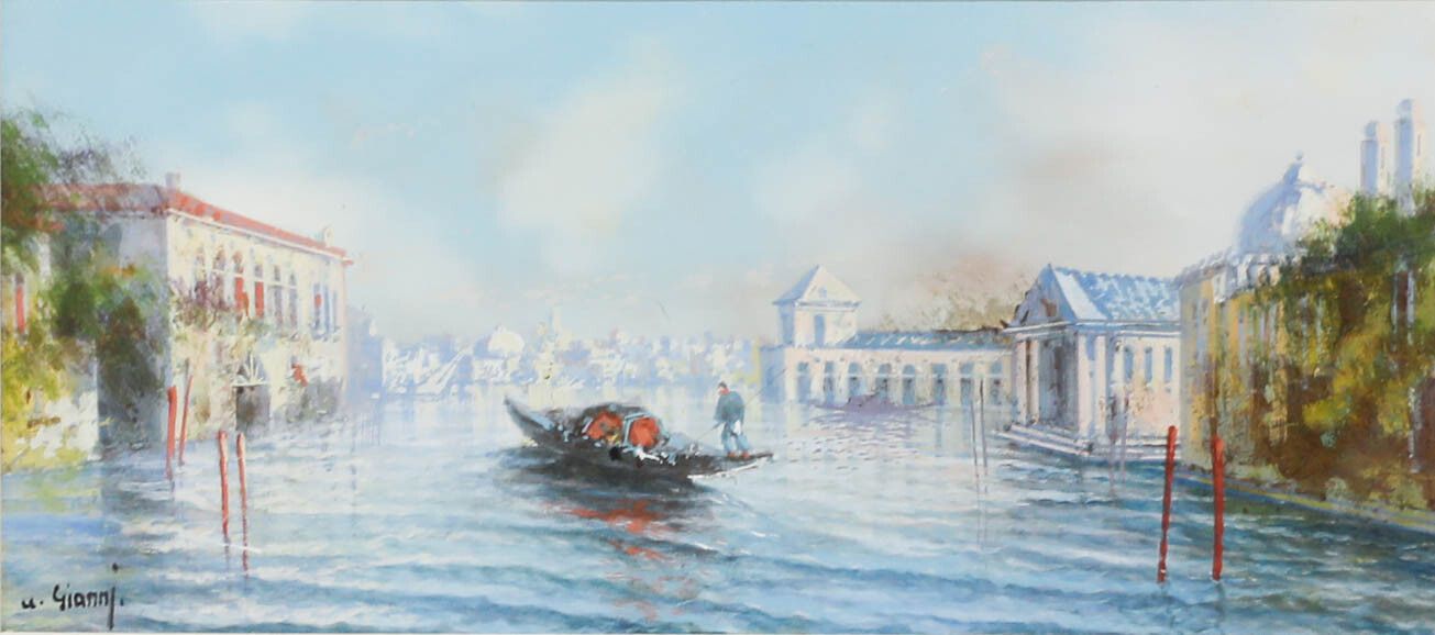 Maria Gianni (1873 1956) Framed Gouache, Gondola On The Lido photo furniture