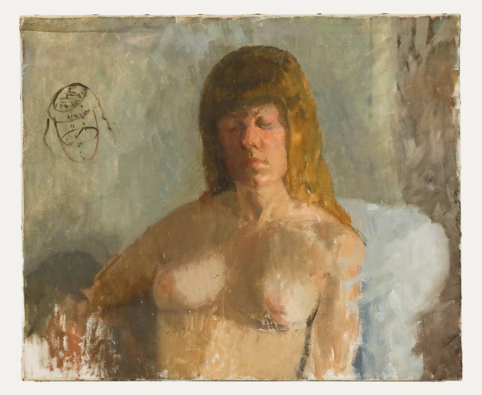 Jane Dowling (1925 2023) 20th Century Oil, Restful Nude photo furniture