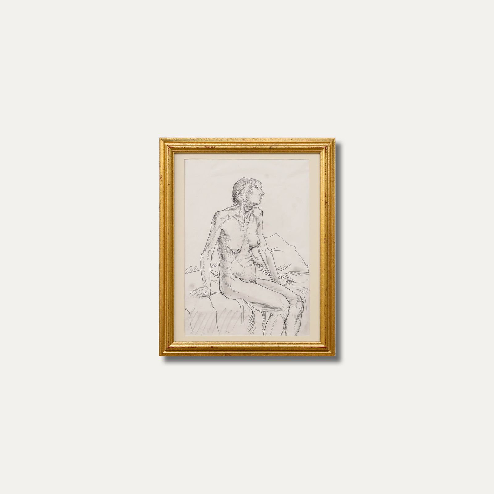 Attrib. Kathe Strenitz (1923 2017) Framed Graphite Drawing, Female Nude photo vinterior