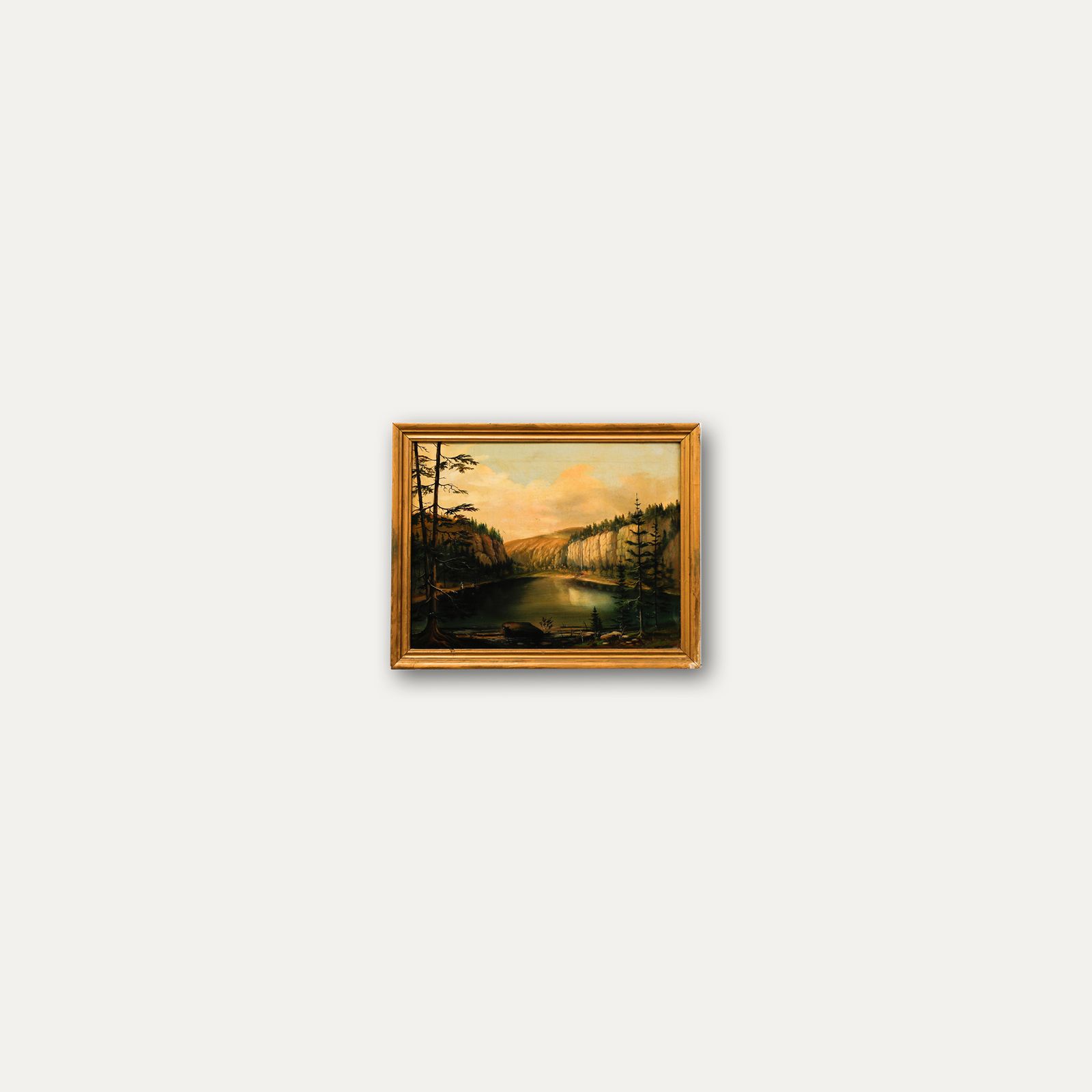 Framed 19th Century Oil Quarry Lake photo vinterior
