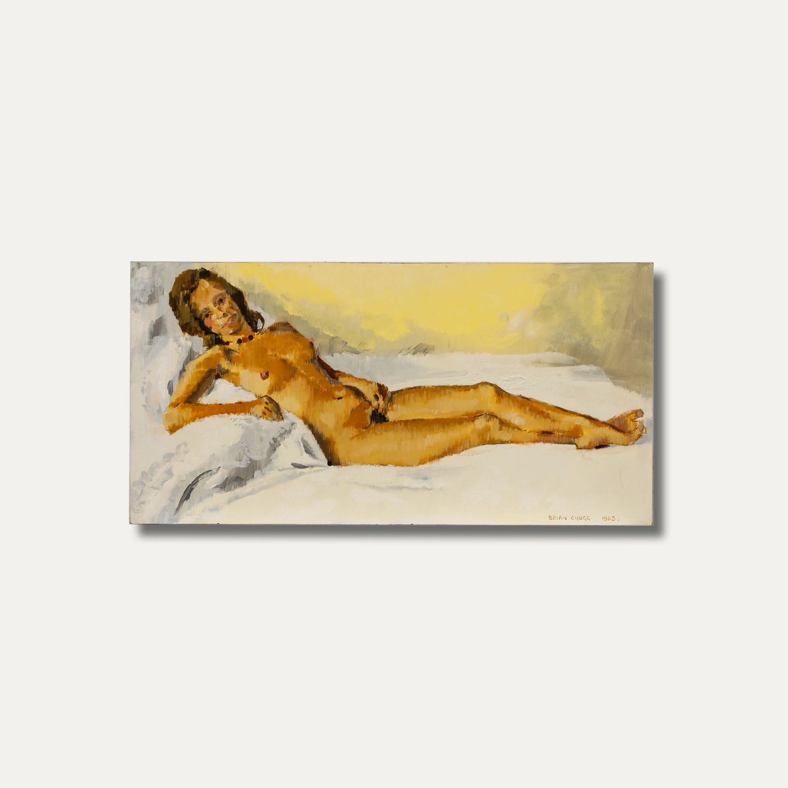 Brian Chugg (1926 2003) Mid 20th Century Oil, Nude With Beaded Necklace photo vinterior