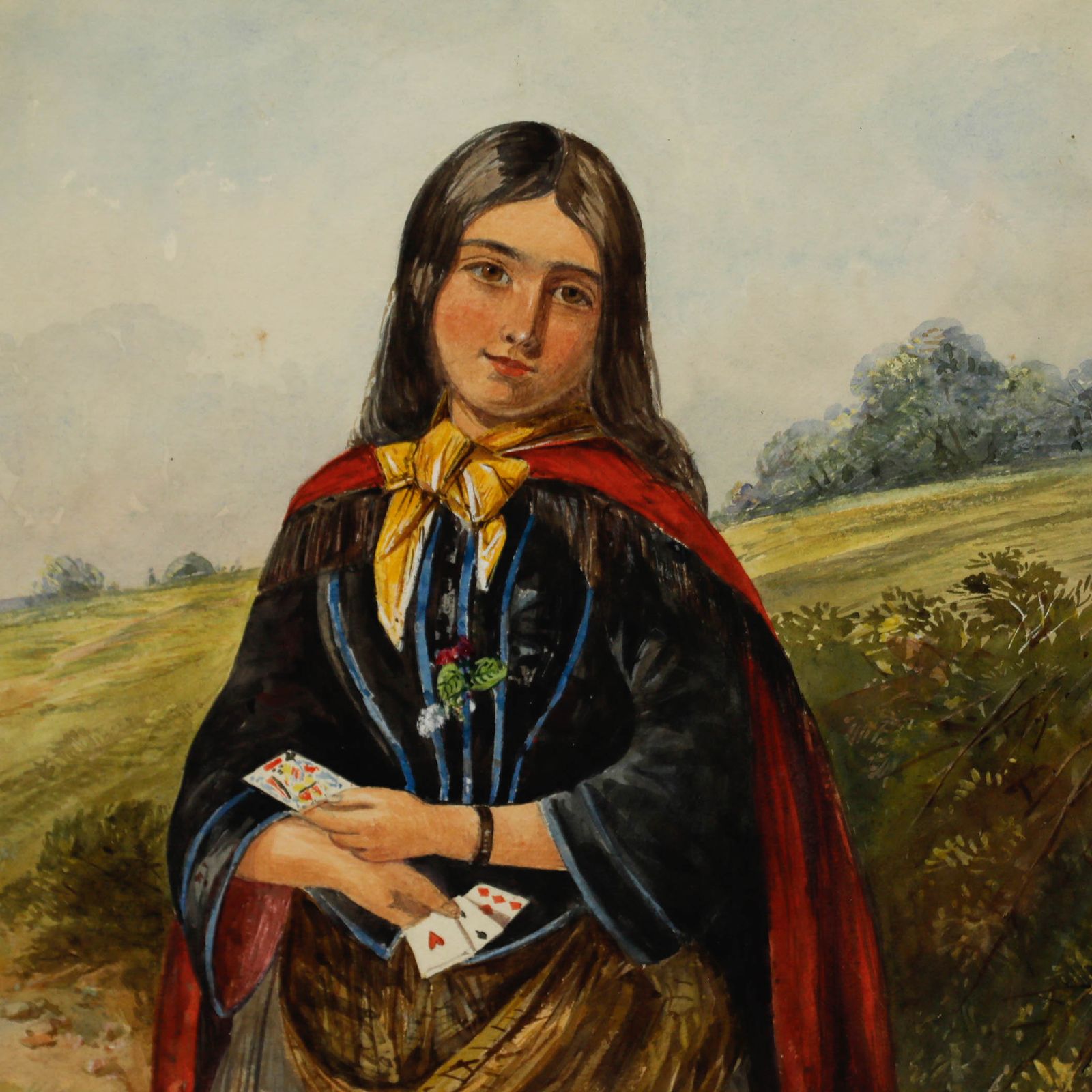 Framed Late 19th Century Watercolour Portrait Of A Gypsy Girl photo Art