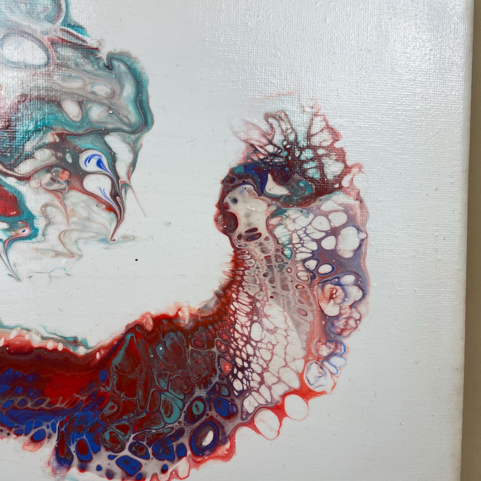 Vintage Marbled Painting Picture Original Artwork On Canvas Marble Pattern Wood Frame Painted Art Rectangle 31x22.7cm Wall Hanging Marbling photo Art